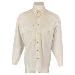 Vintage VERSACE JEANS COUTURE Size M White Stripe Cotton Blend Shirt