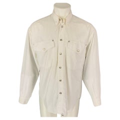 Vintage VERSACE JEANS COUTURE Größe M Weiß gestreiftes Hemd aus Baumwollmischung