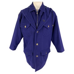 Vintage VERSACE JEANS COUTURE Size S Purple Wool Zip & Buttons Oversized Coat