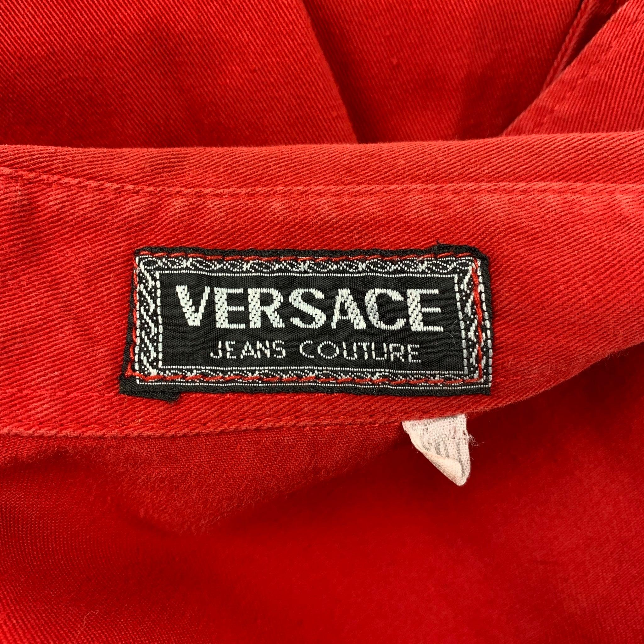 Vintage VERSACE JEANS COUTURE Size XL Red Cotton Button Up Long Sleeve Shirt 1