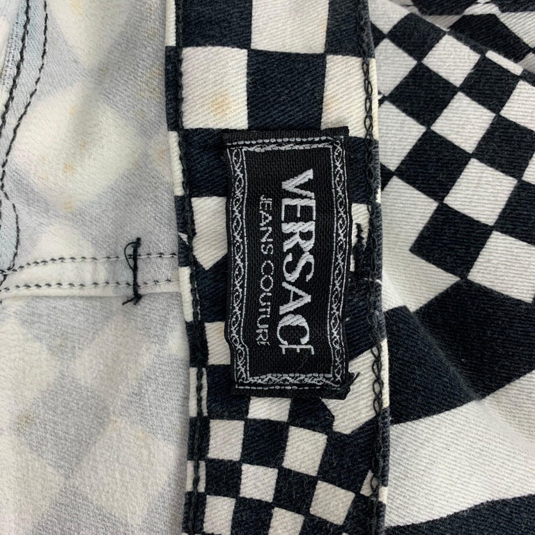 Vintage VERSACE JEANS COUTURE Size XS Black and White Cotton Print ...