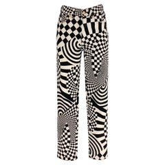 Vintage VERSACE JEANS COUTURE Vintage Jeans mit schwarzem und weißem Baumwolldruck Größe XS