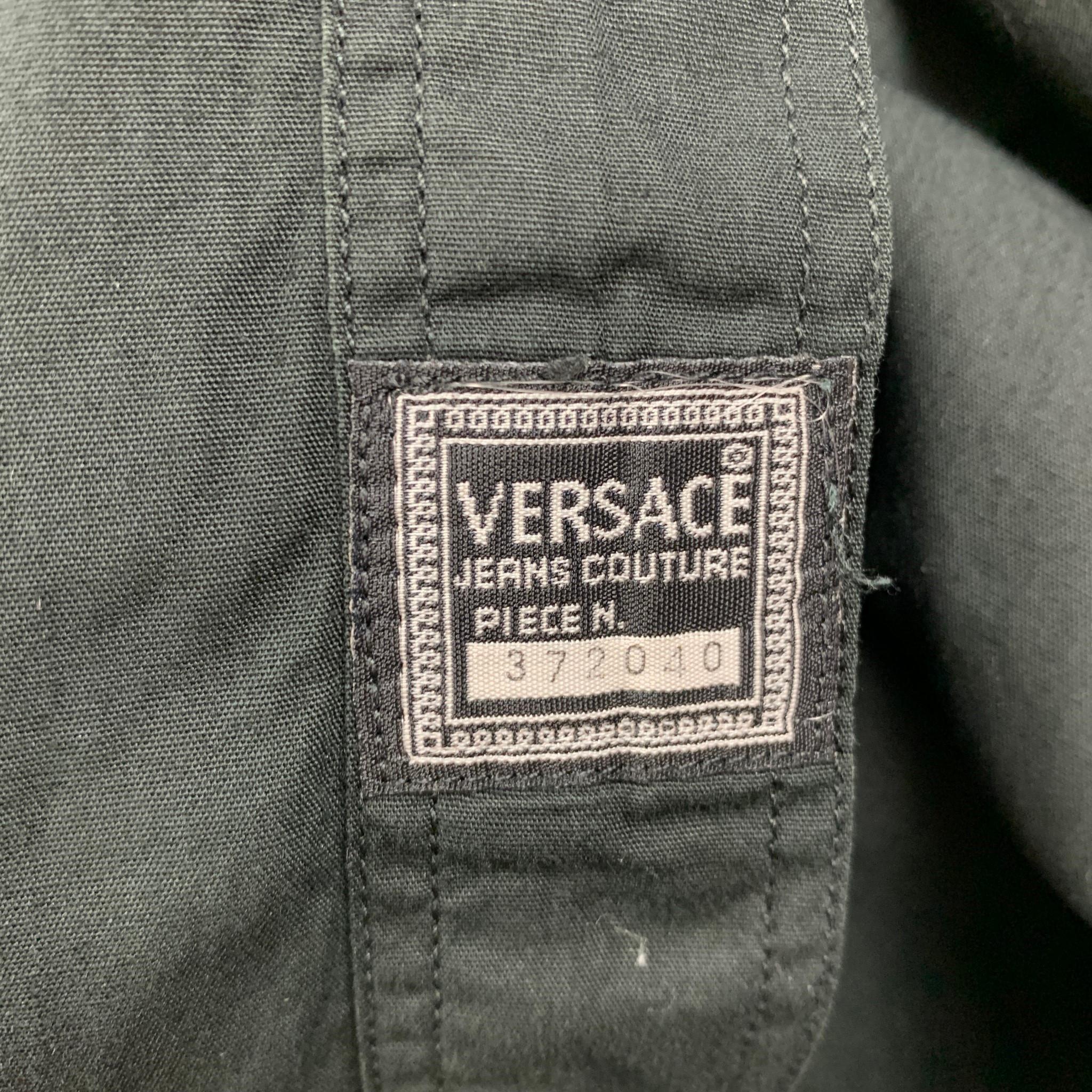 Vintage VERSACE JEANS COUTURE Size XXL Black Cotton Button Down Shirt 3