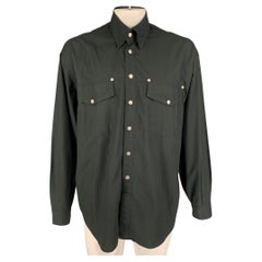 Vintage VERSACE JEANS COUTURE Size XXL Black Cotton Button Down Shirt