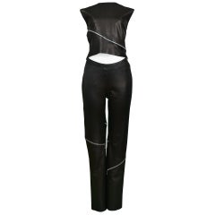 Vintage Versace Leather Zipper Pant Set