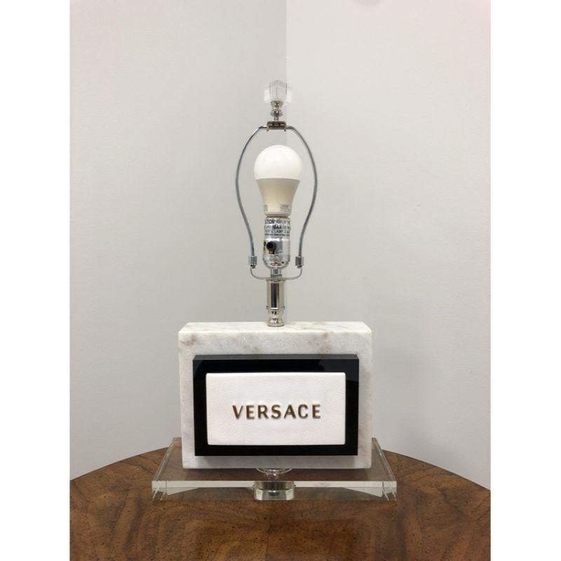 VERSACE Marble and Acrylic Table Lamp For Sale 3