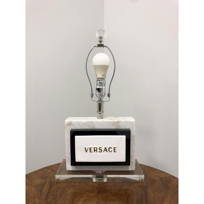 VERSACE Marble and Acrylic Table Lamp For Sale 4