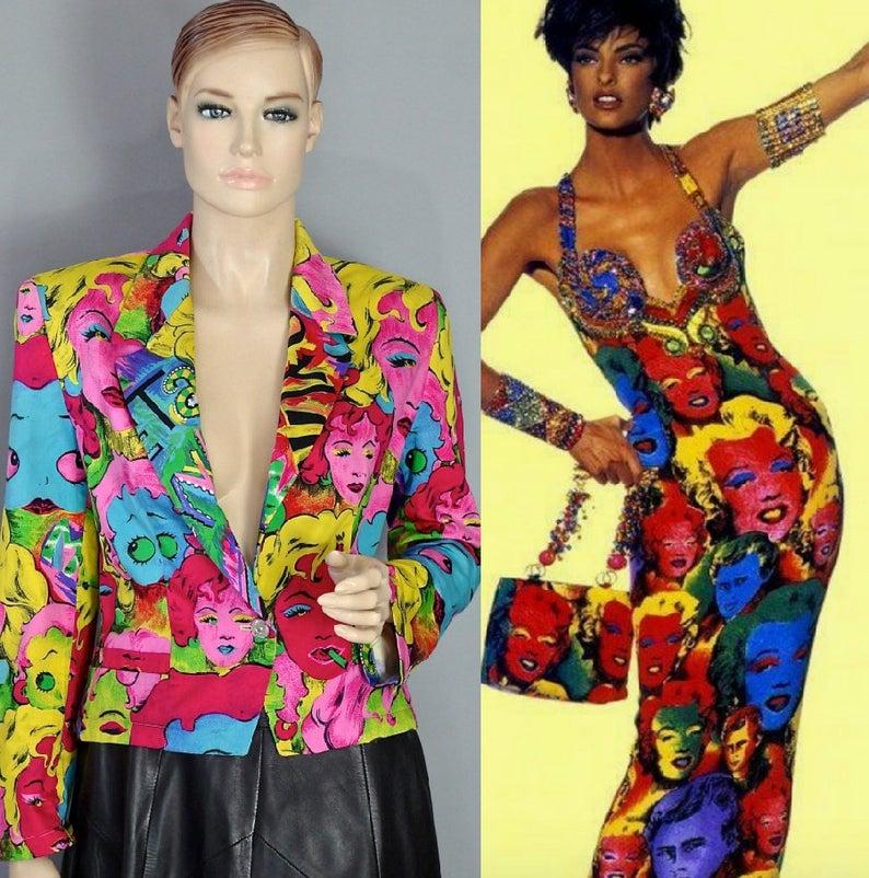 Vintage VERSACE Marilyn Monroe Betty Boop Cartoon Blazer Jacket In Excellent Condition In Kingersheim, Alsace