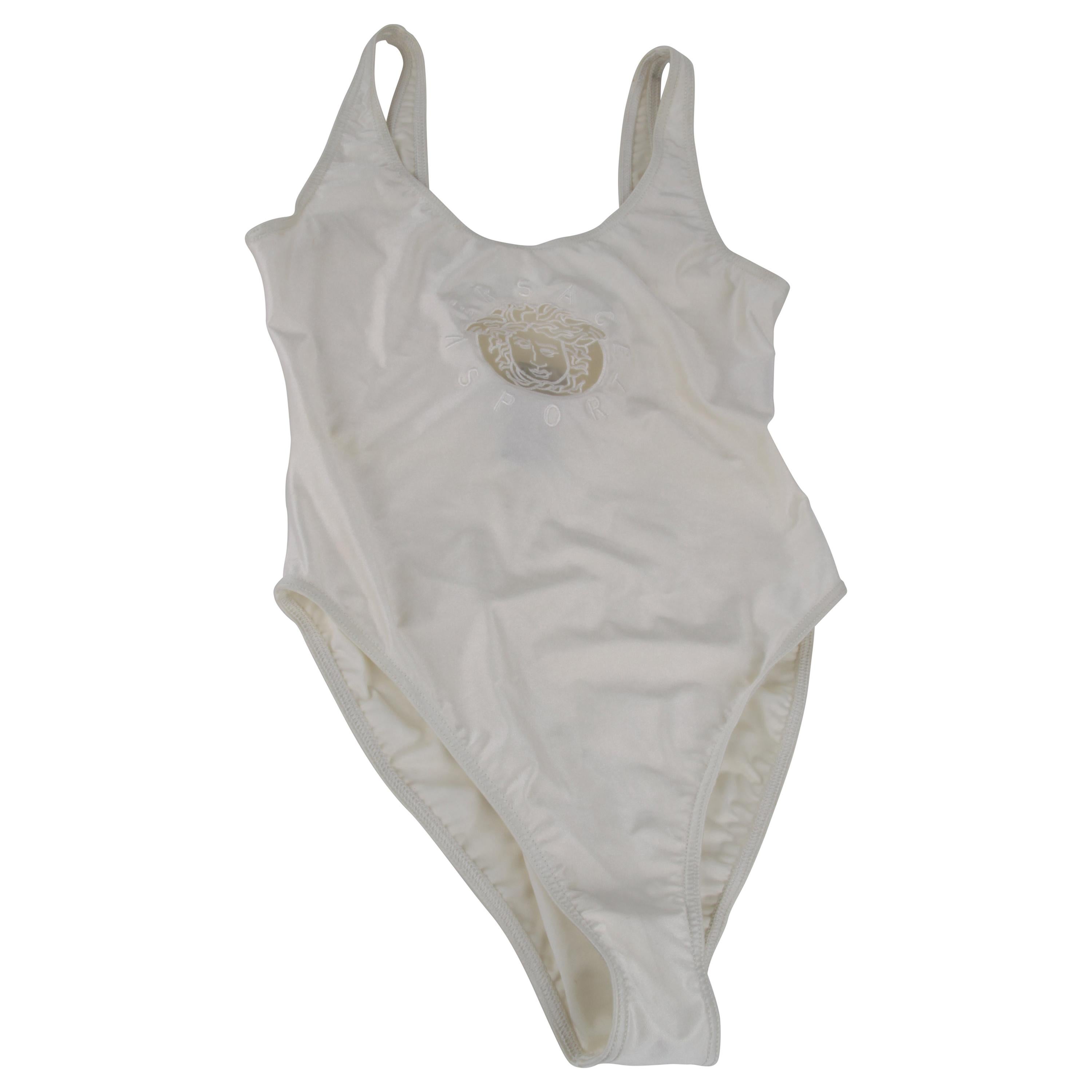 Vintage  Versace Medusa Head Swim Suit - white  For Sale
