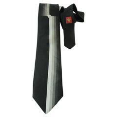 Vintage VERSACE Medusa Silk Neck Tie in Black and Silver Colors Italy 1980