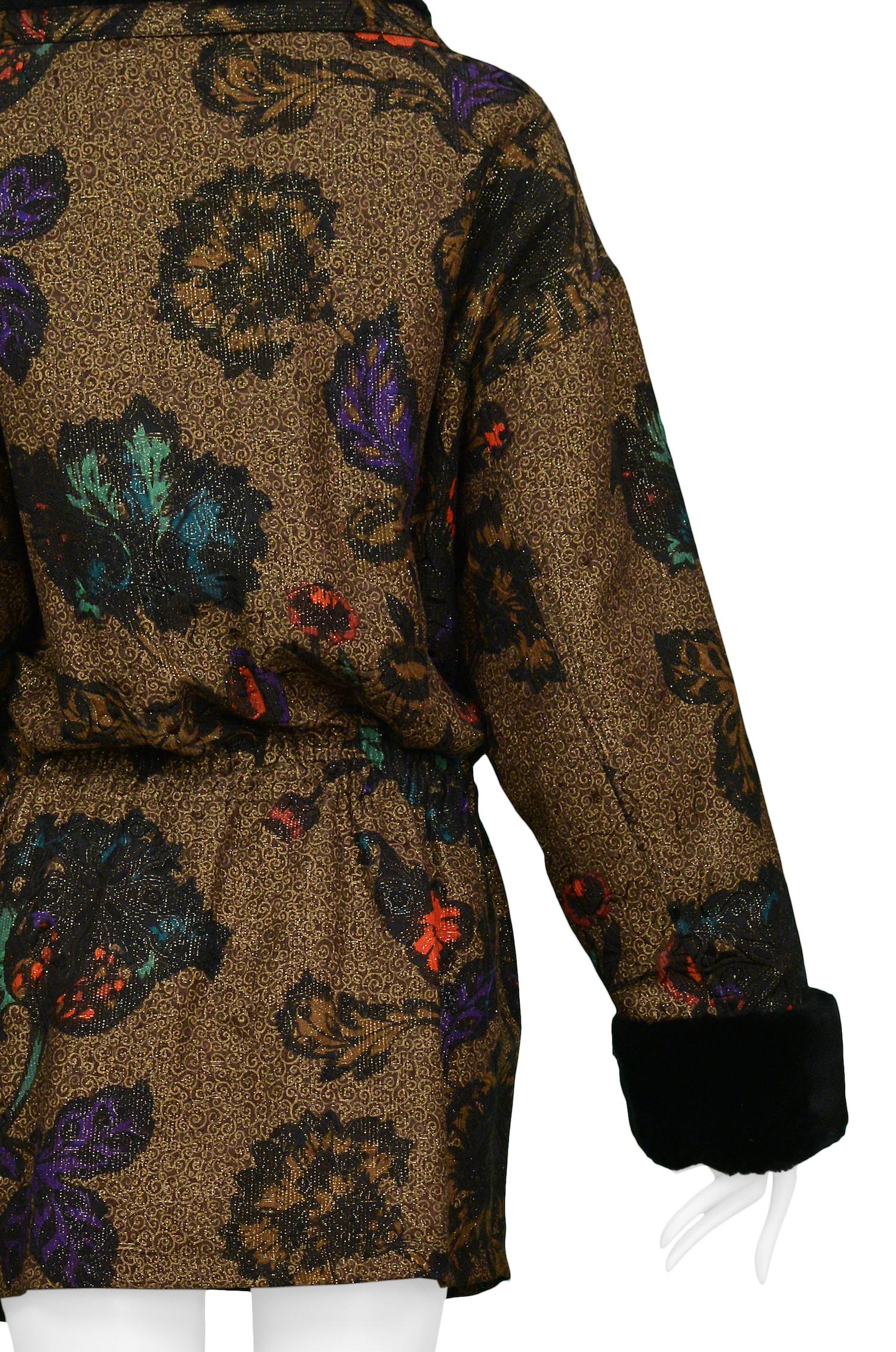 Vintage Versace Metallic Floral Coat In Excellent Condition For Sale In Los Angeles, CA