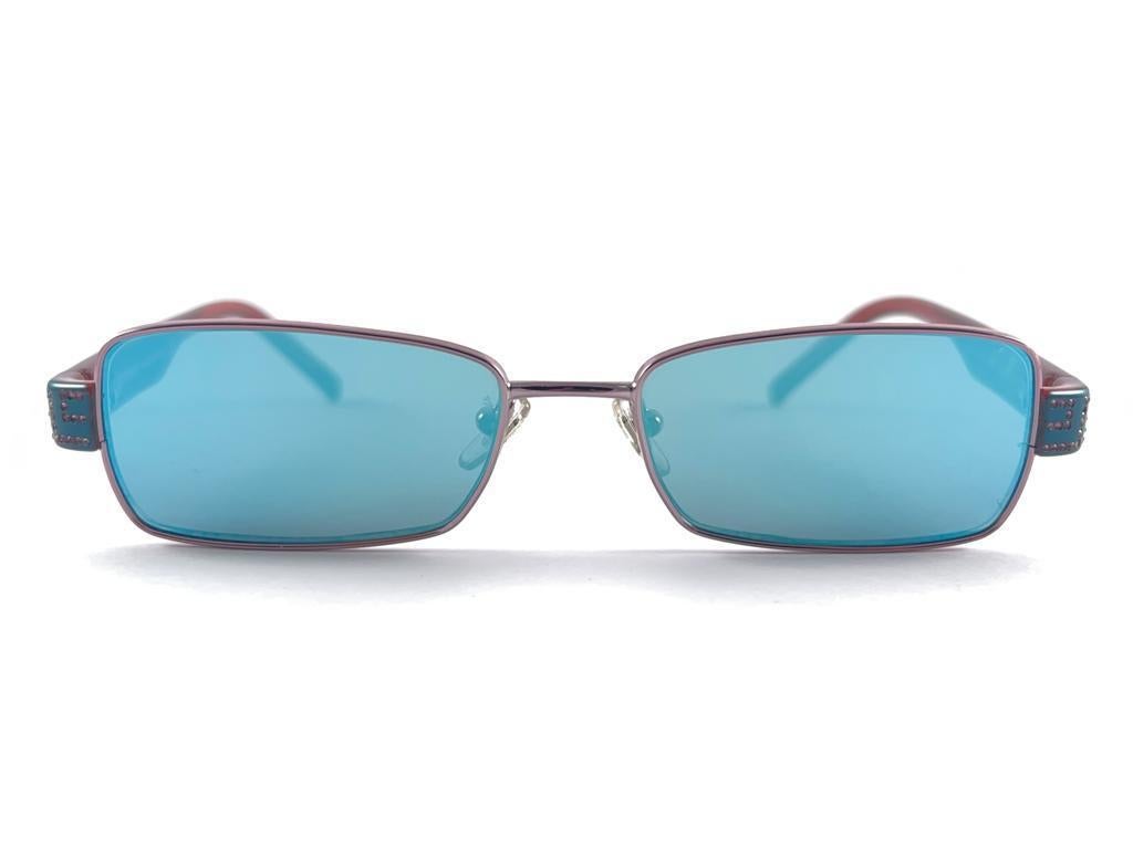 Vintage Versace Mod 1093 Turquoise Frame Sunglasses 2000'S Made In Italy For Sale 10