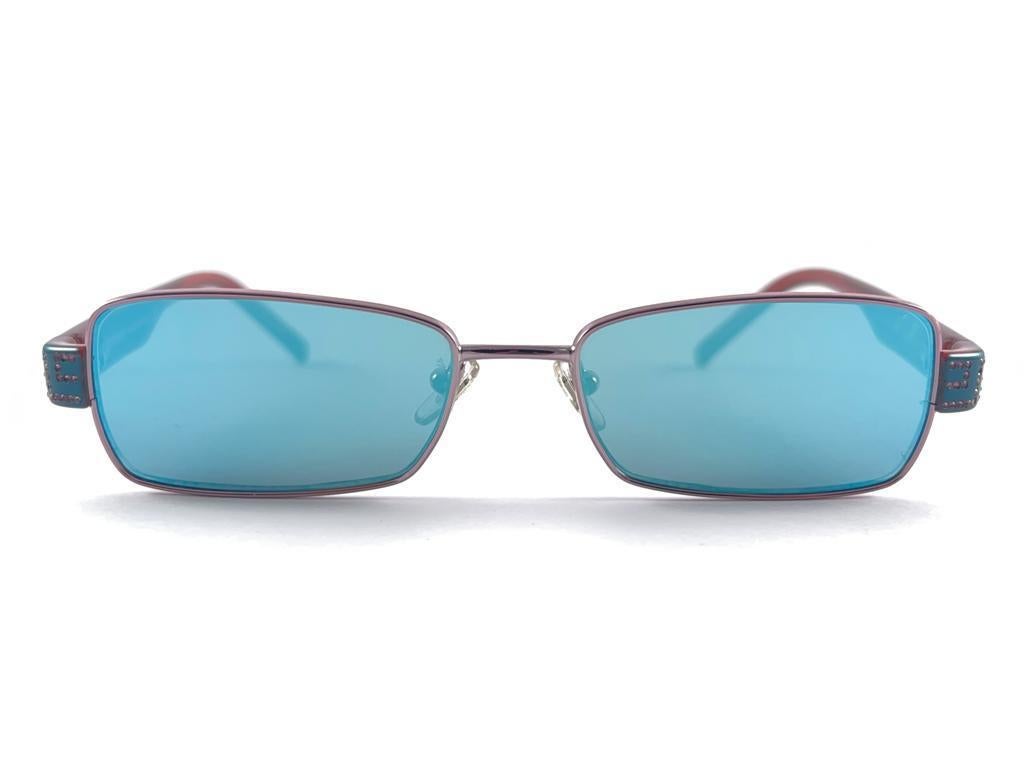 Vintage Versace Mod 1093 Turquoise Frame Sunglasses 2000'S Made In Italy For Sale 9