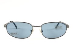 Vintage Versace Mod 2007 Metallic Grey Frame Sunglasses 90's Made in Italy Y2K