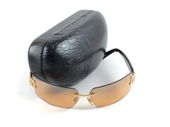 Vintage Versace Mod 2010 Rimless Salmon & Tortoise Sunglasses 90's Italy Y2K