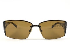 Vintage Versace Mod 2011 Half Frame Tortoise Sunglasses 90's Made in Italy Y2K