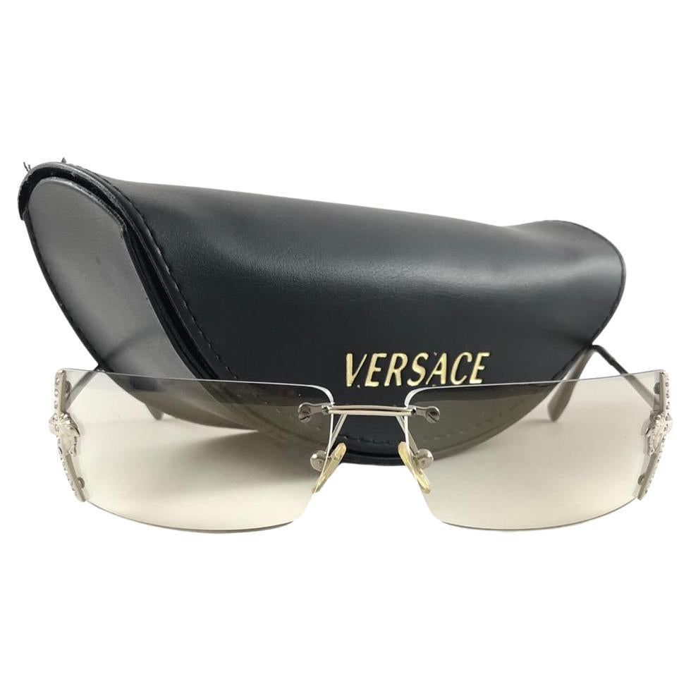 Retro Narrow Rimless Sunglasses UV Protection Coating Vintage Rectangle  Sunglasses for Women Men