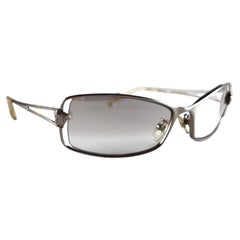 Vintage Versace Mod N55 Sleek Plata  Gafas de sol con montura Años 90 Made in Italy