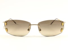 Vintage Versace Mod NP7 Rimless Gold Frame Sunglasses 1990's Made in Italy Y2K