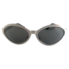 Vintage Versace Mod S97 Silver Oval Frame Sunglasses 1990's Made in Italy