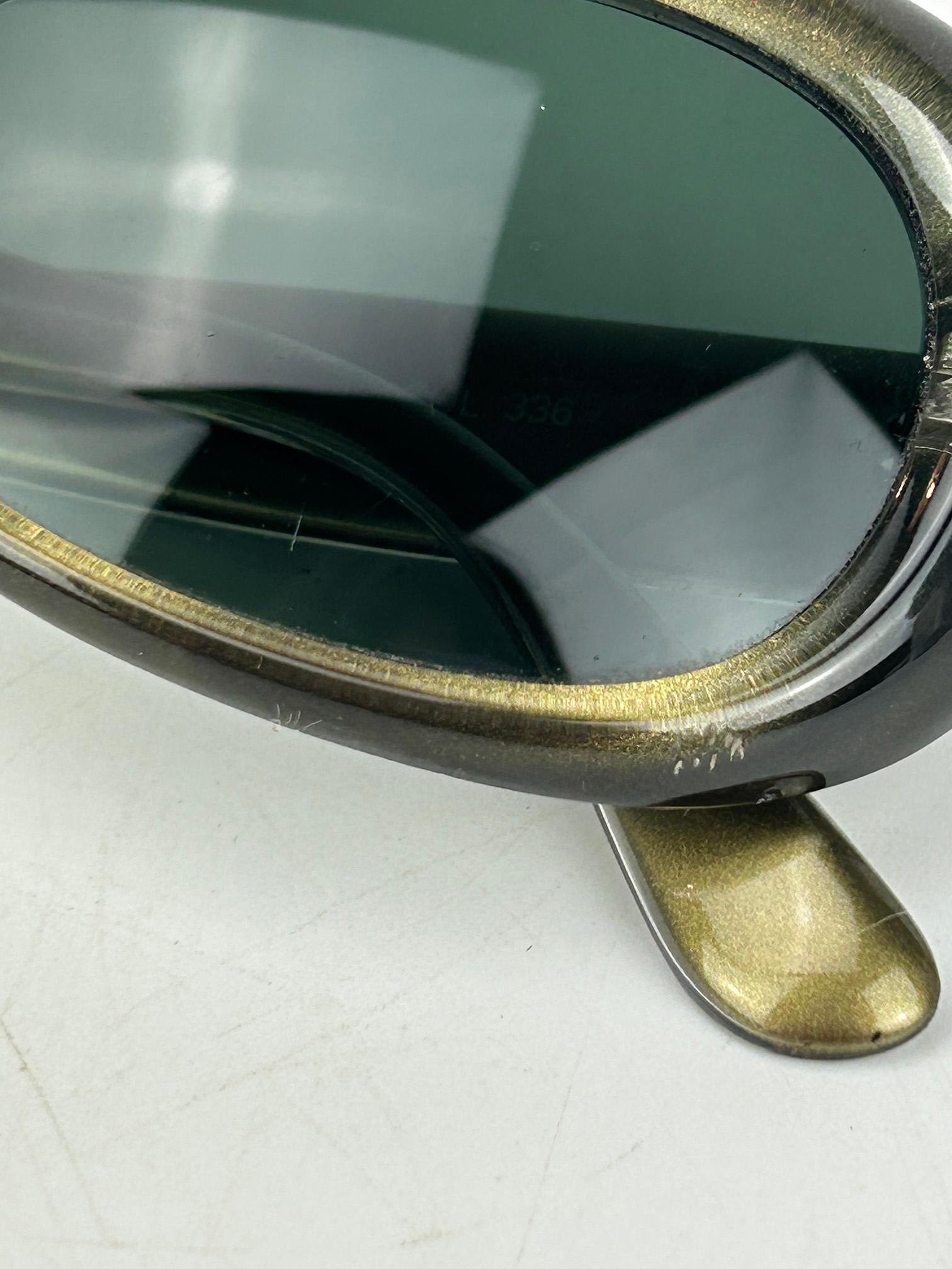 Vintage Versace Olive Green Oval Frame Sunglasses c1990s For Sale 7
