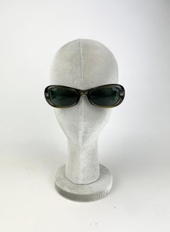 Vintage Versace Olive Green Oval Frame Sunglasses c1990s