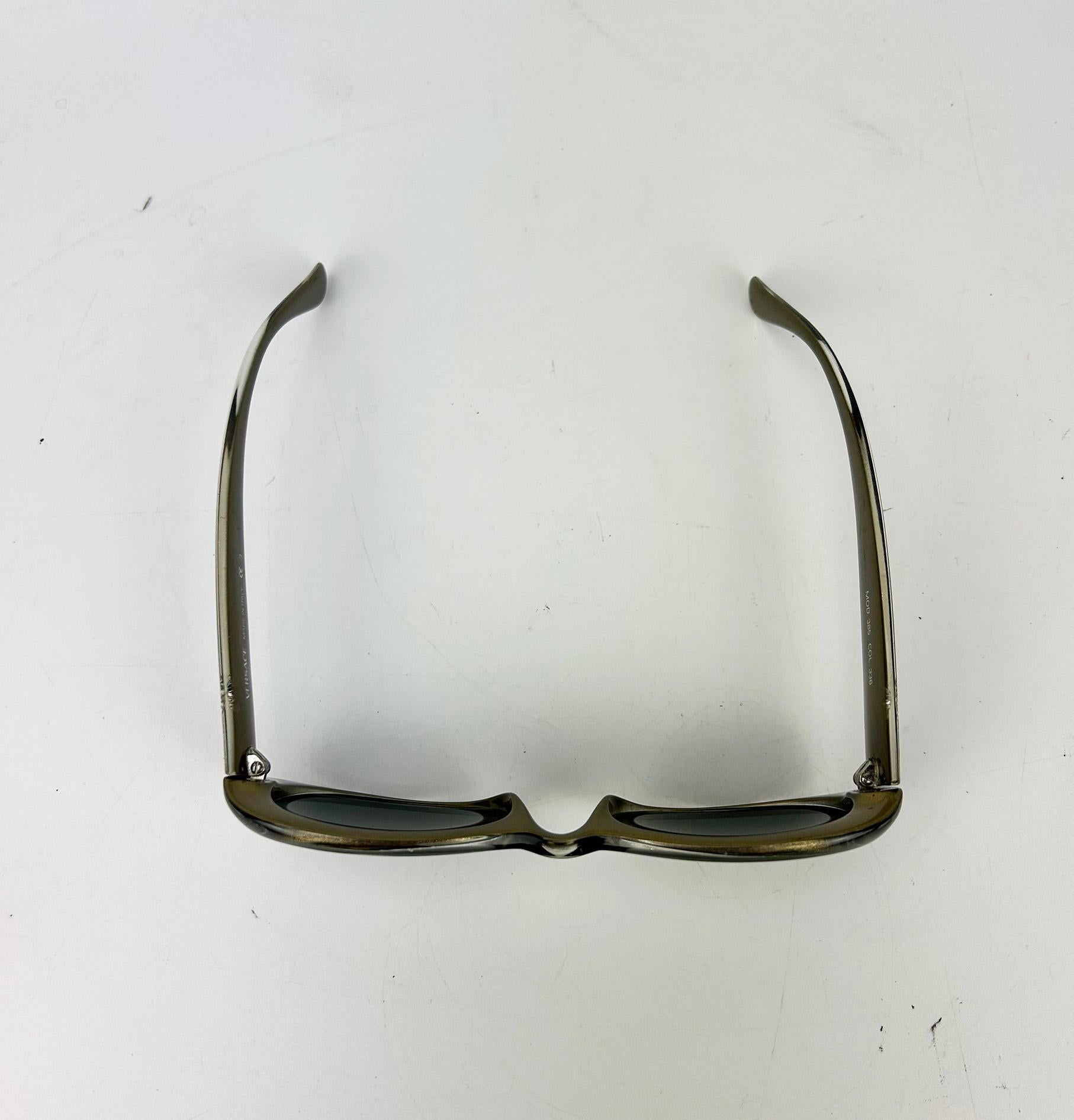 Vintage Versace Olive Green Oval Frame Sunglasses c1990s For Sale 4