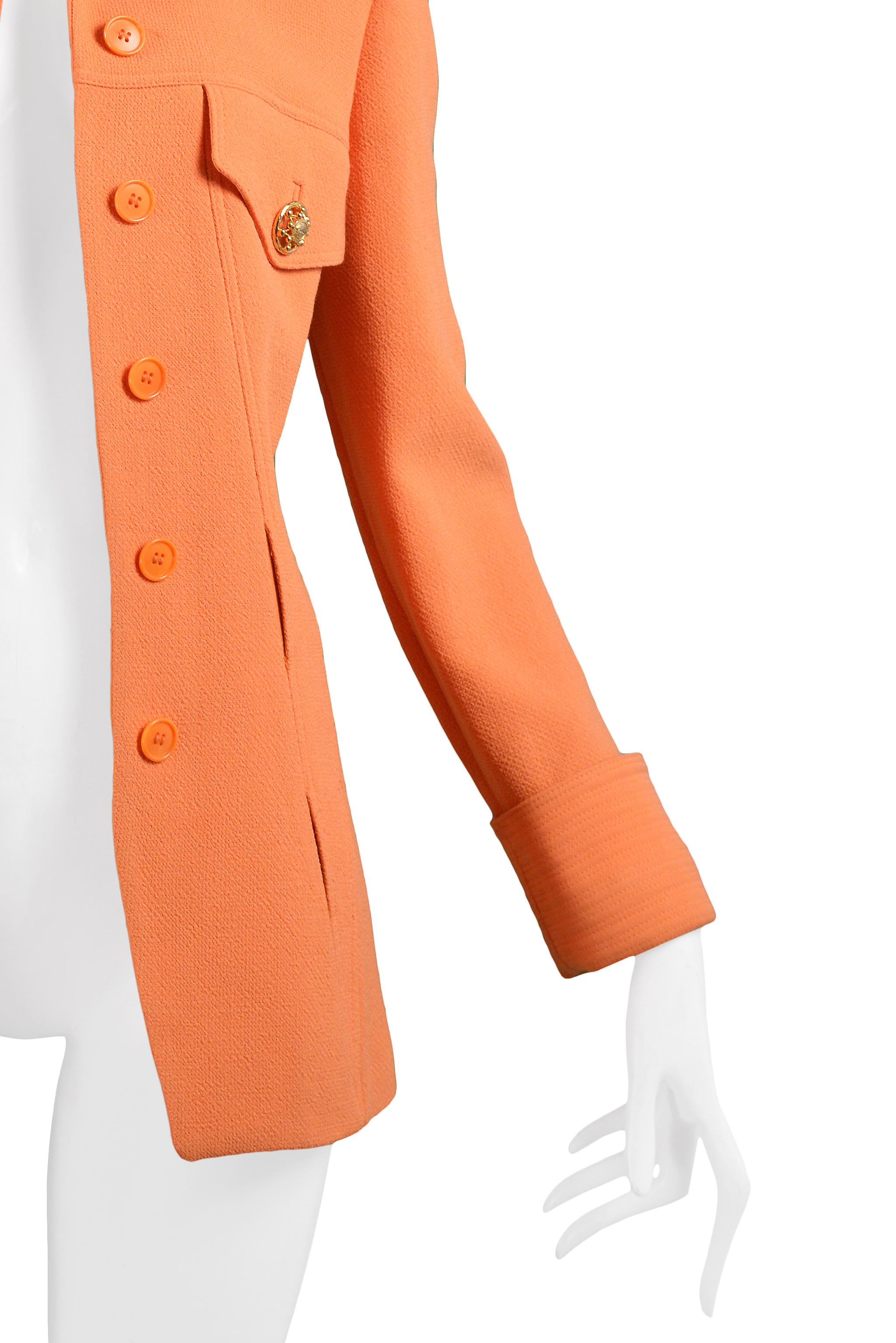 Vintage Versace Orange Blazer Jacket 1991 In Excellent Condition For Sale In Los Angeles, CA