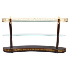 Versace Goldbronze montierte geschwungene Glasvitrine, 20. Jahrhundert