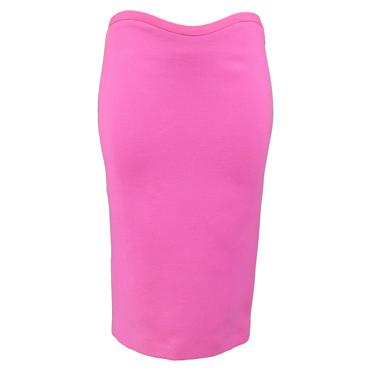 Vintage Versace Pink Pencil Skirt 2002 For Sale