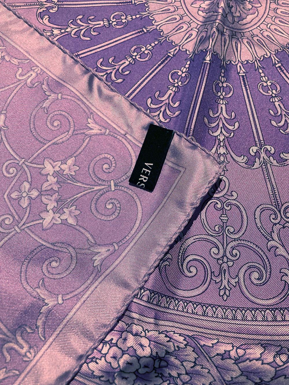 Vintage Versace Purple Silk Scarf  In Excellent Condition In Philadelphia, PA
