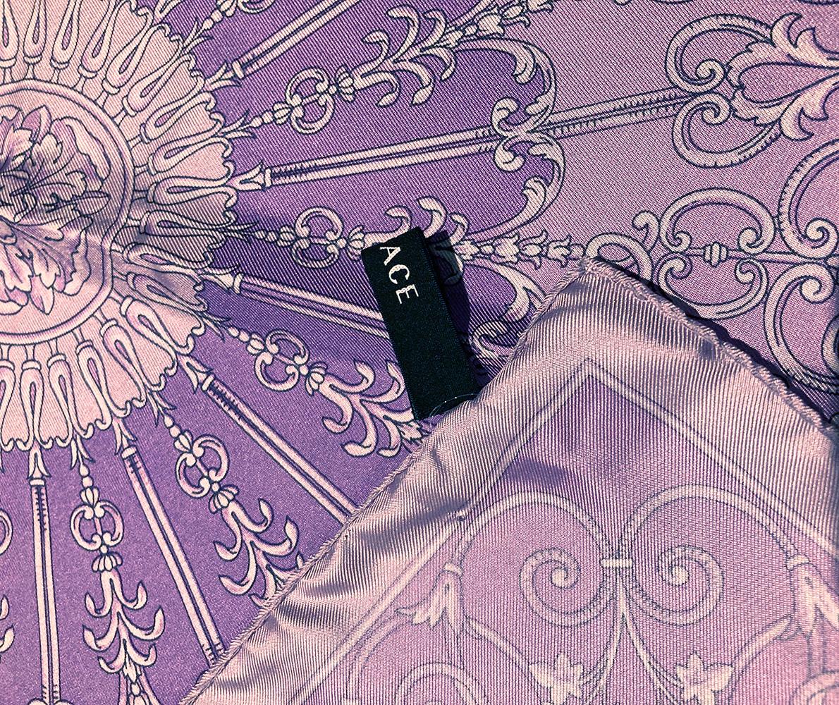 Women's or Men's Vintage Versace Purple Silk Scarf 