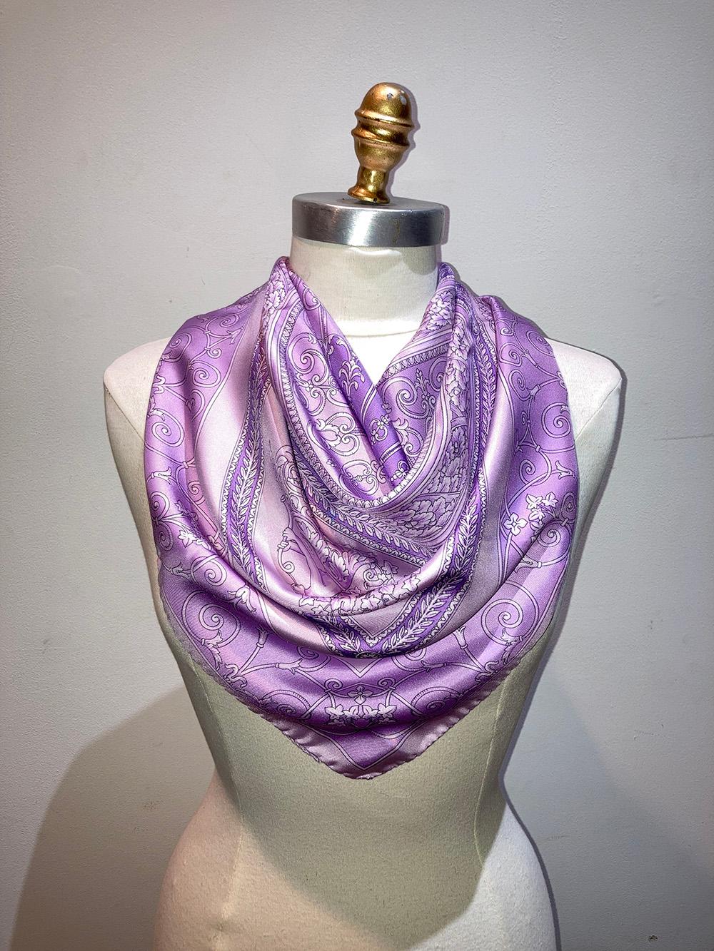 Vintage Versace Purple Silk Scarf  1
