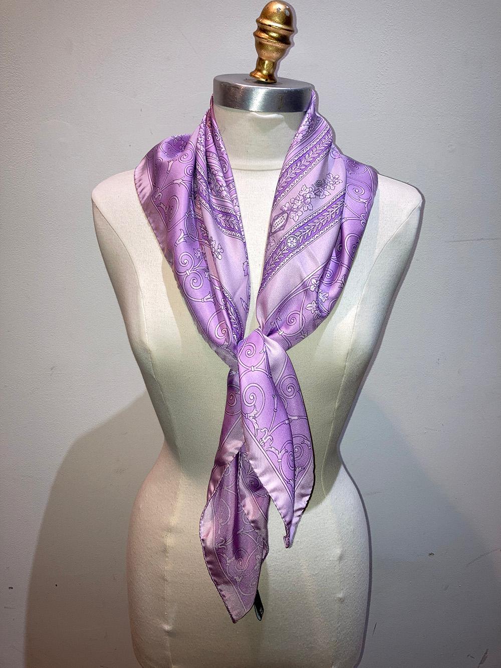 Vintage Versace Purple Silk Scarf  2
