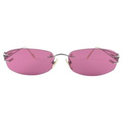 Vintage Versace Rimless Candy Pink Lenses Frame Sunglasses 1990's Made in Italy