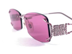 Vintage Versace Rimless Metallic Pink Frame Sunglasses 1990's Made in Italy