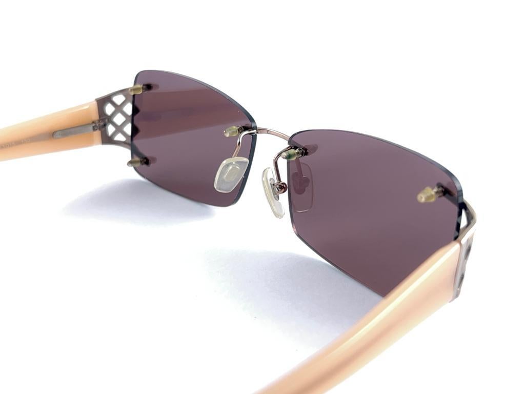 Vintage Versace Rimless Silver Gold Lenses Frame Sunglasses 1990's Made in Italy en vente 8