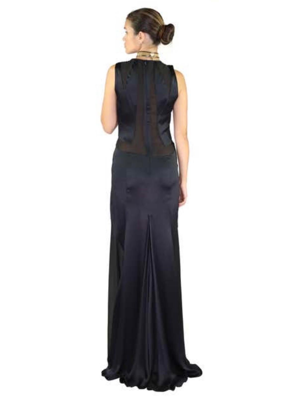 Vintage Versace Semi Sheer Black Silk Gown Dress NWT For Sale 1
