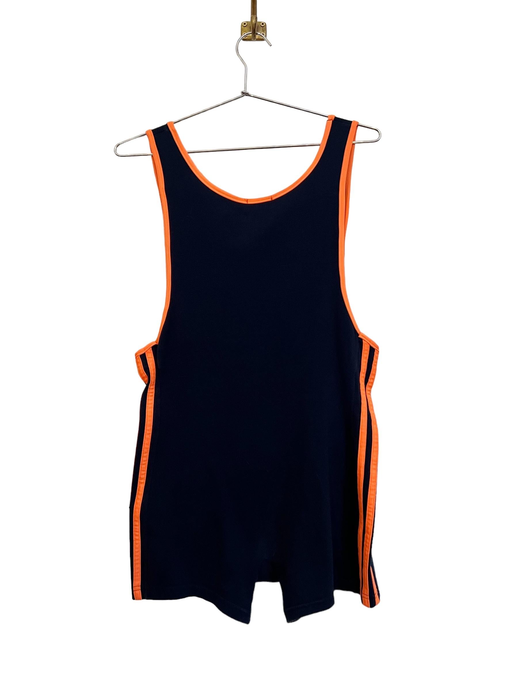 Vintage Versace Sport Ibiza Style Navy & Orange Wrestling Suit Mens Jumpsuit 1