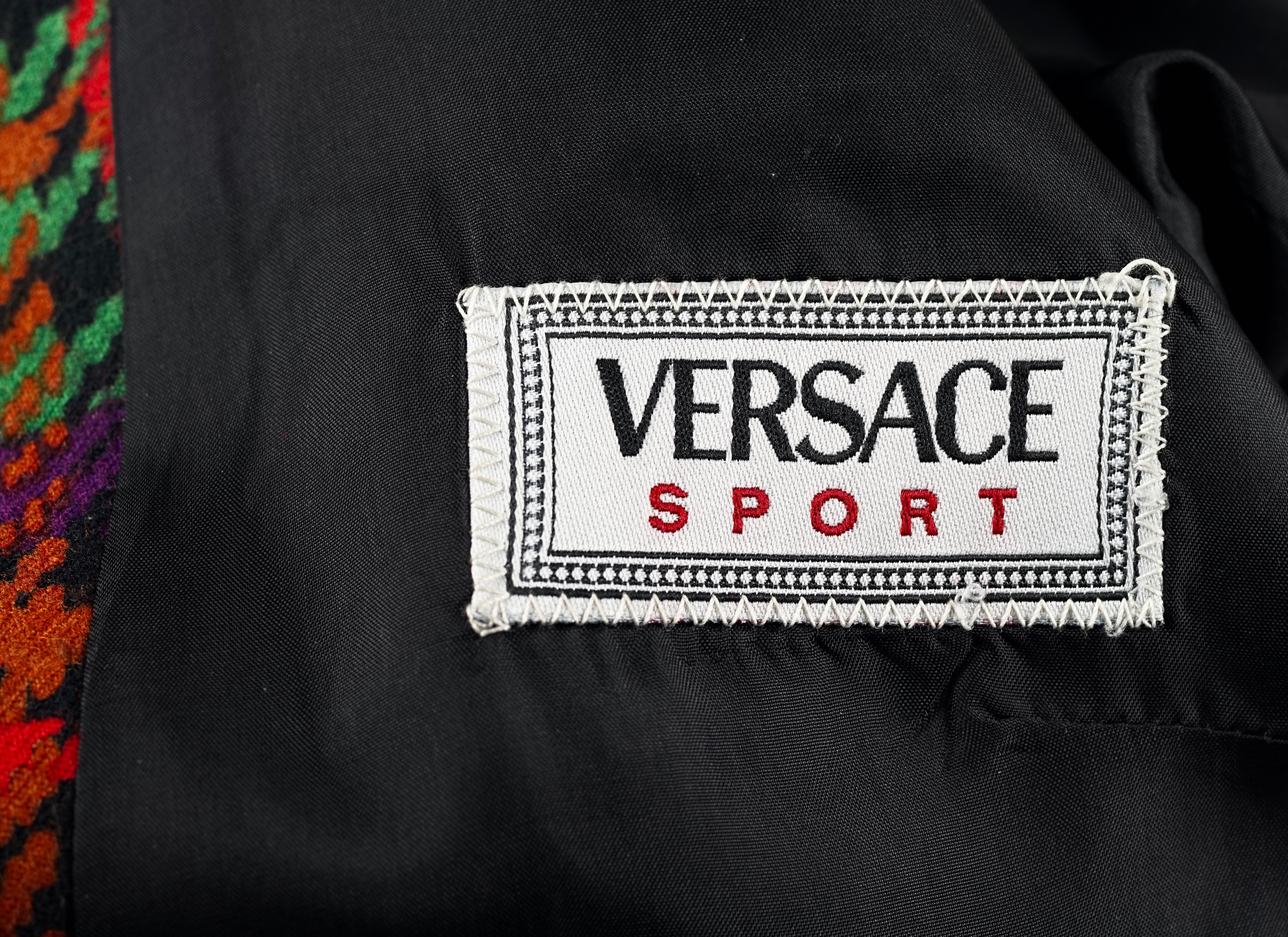 Vintage VERSACE SPORT Plaid Houndstooth Blazer Jacket 4