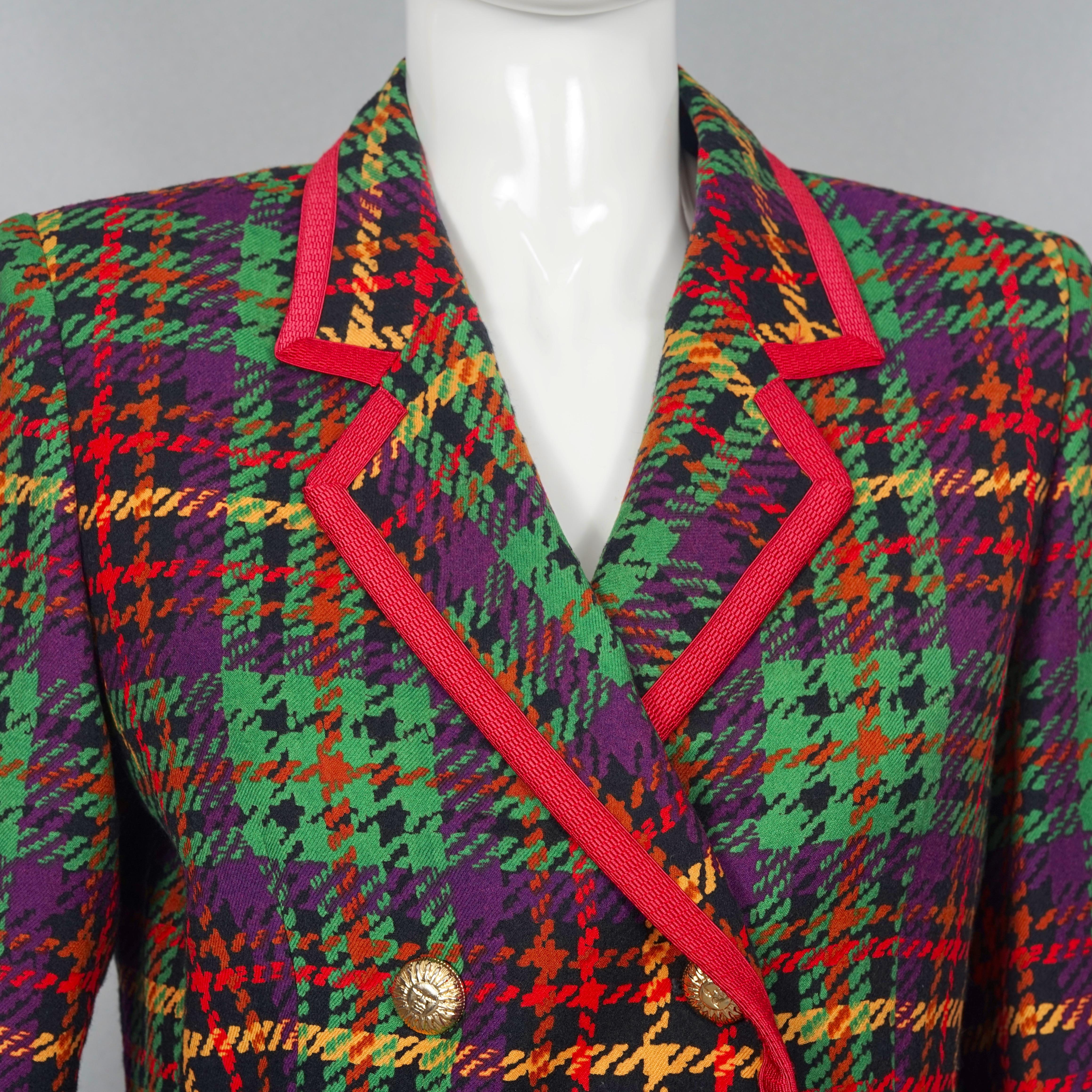Women's Vintage VERSACE SPORT Plaid Houndstooth Blazer Jacket 