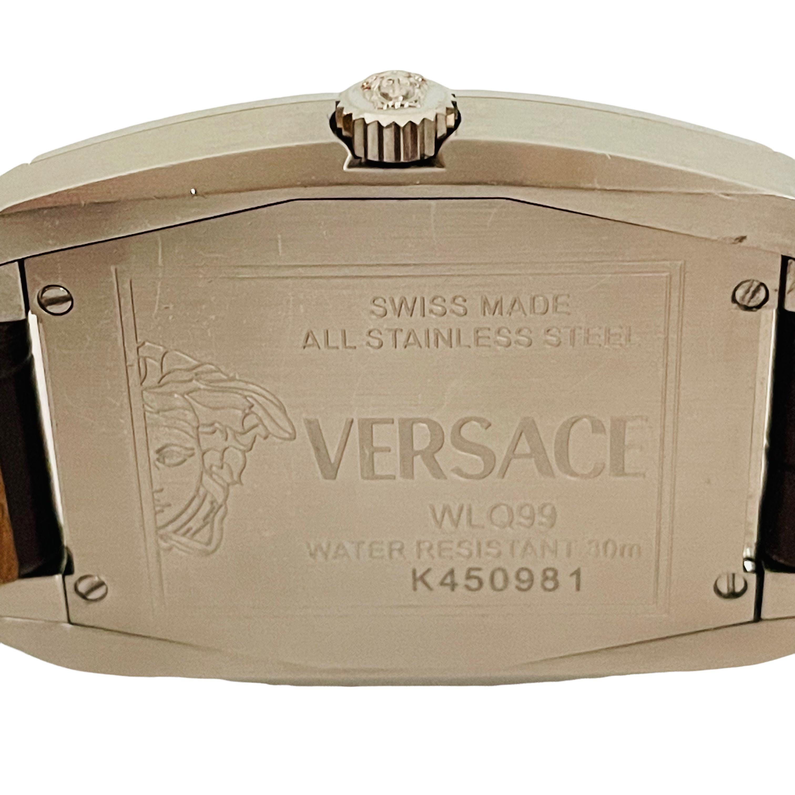 Vintage Versace Tonneau Automatic Men's Watch WLA99 1 3/8in Blue & Black Face In Good Condition In Eagan, MN