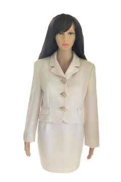 Gianni Versace Versus Cream & Crystal Diamond Jacket Skirt Suit IT 42/ US 4 6