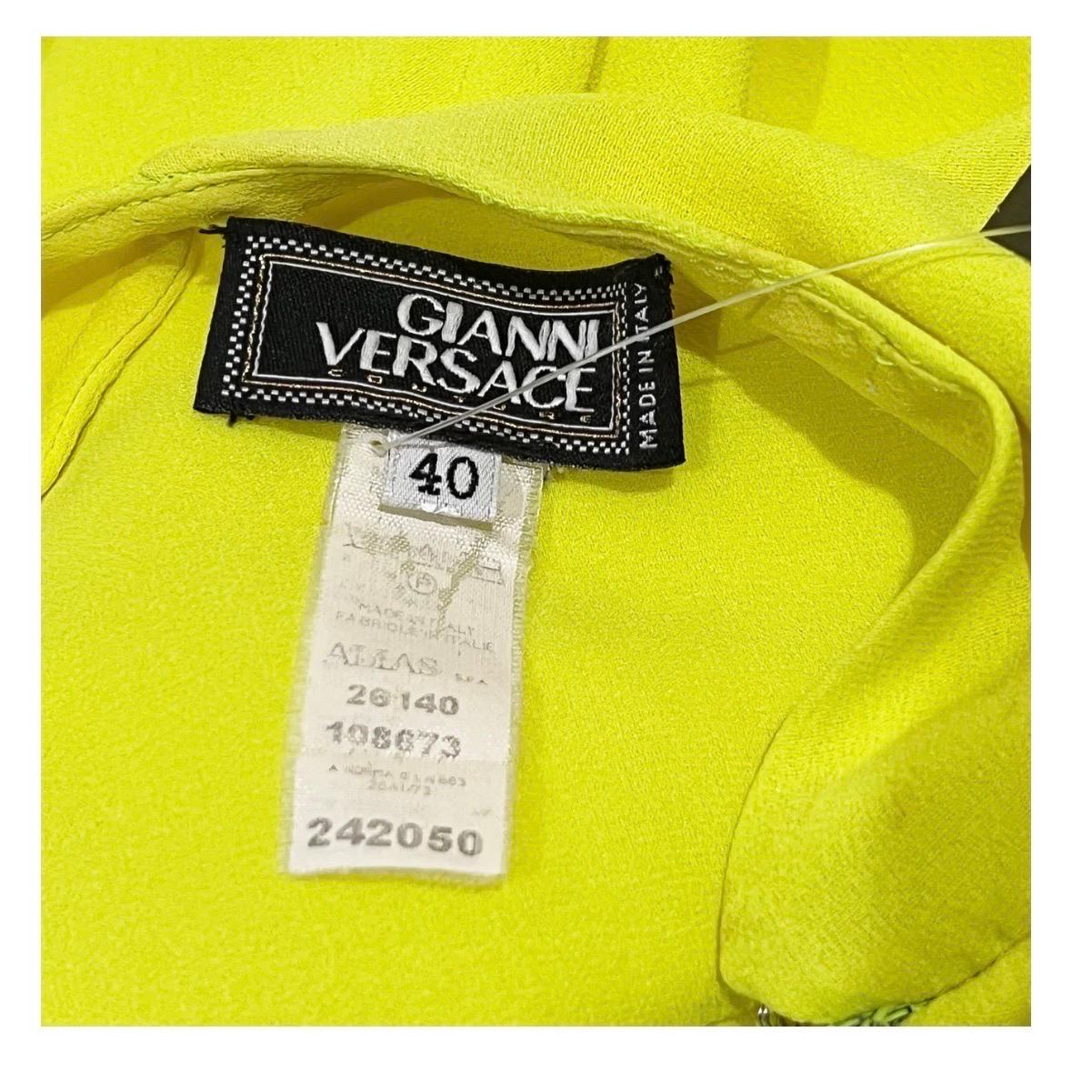 Vintage Versace Yellow Neon Halter Dress FW2002 1