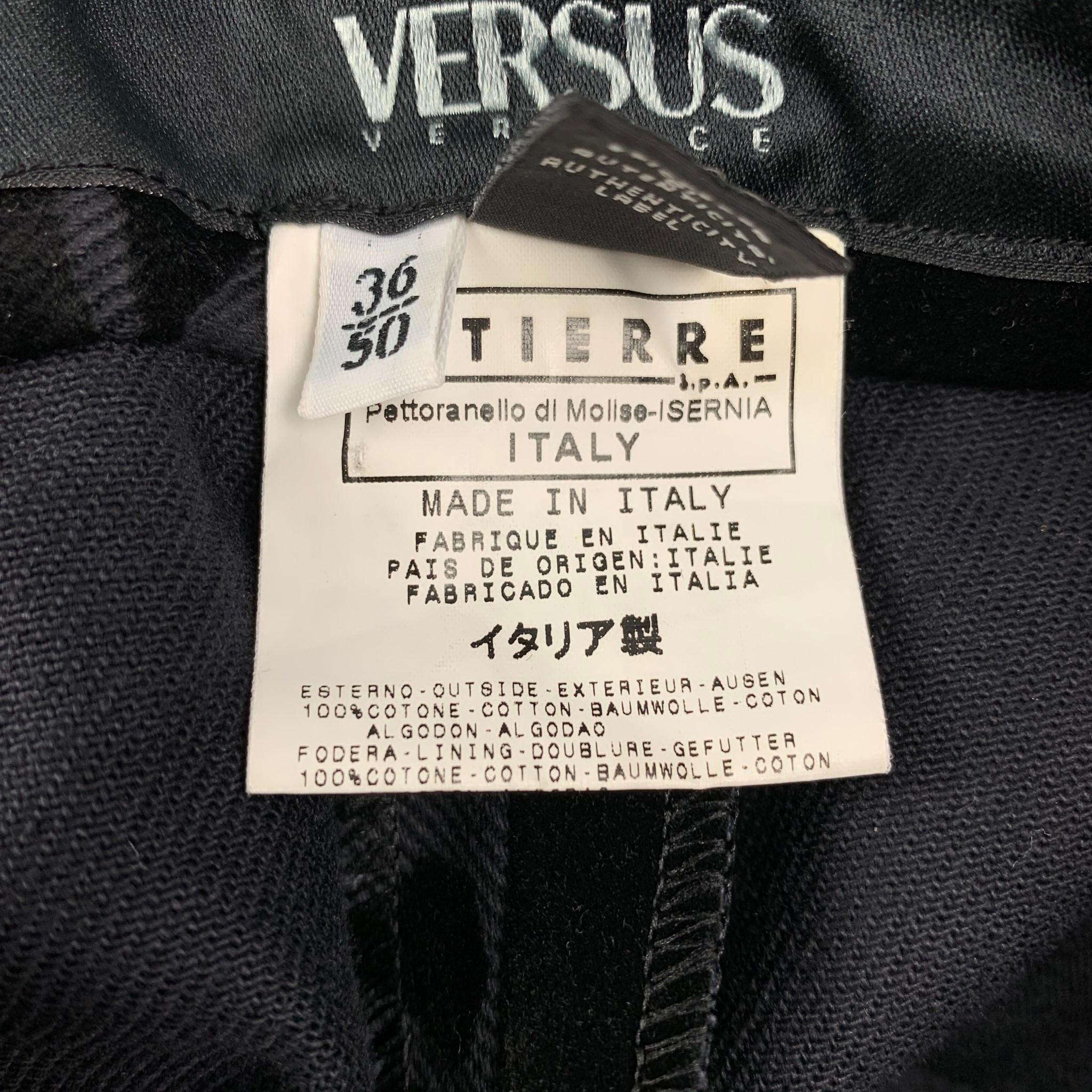 Vintage VERSUS by GIANNI VERSACE Size 34 Black Jacquard Cotton Straight Pants In Good Condition In San Francisco, CA