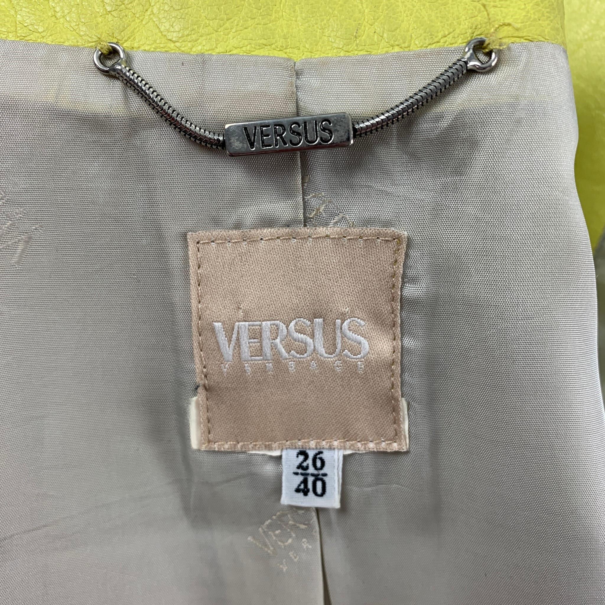 Vintage VERSUS by GIANNI VERSACE Size 4 Yellow Leather Jacket In Good Condition In San Francisco, CA