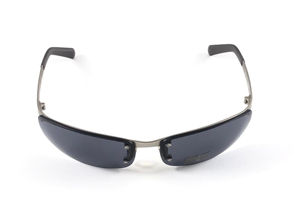 Black Vintage Versus Versace Mod L26 Half Frame Sunglasses 1990's Made in Italy Y2K For Sale