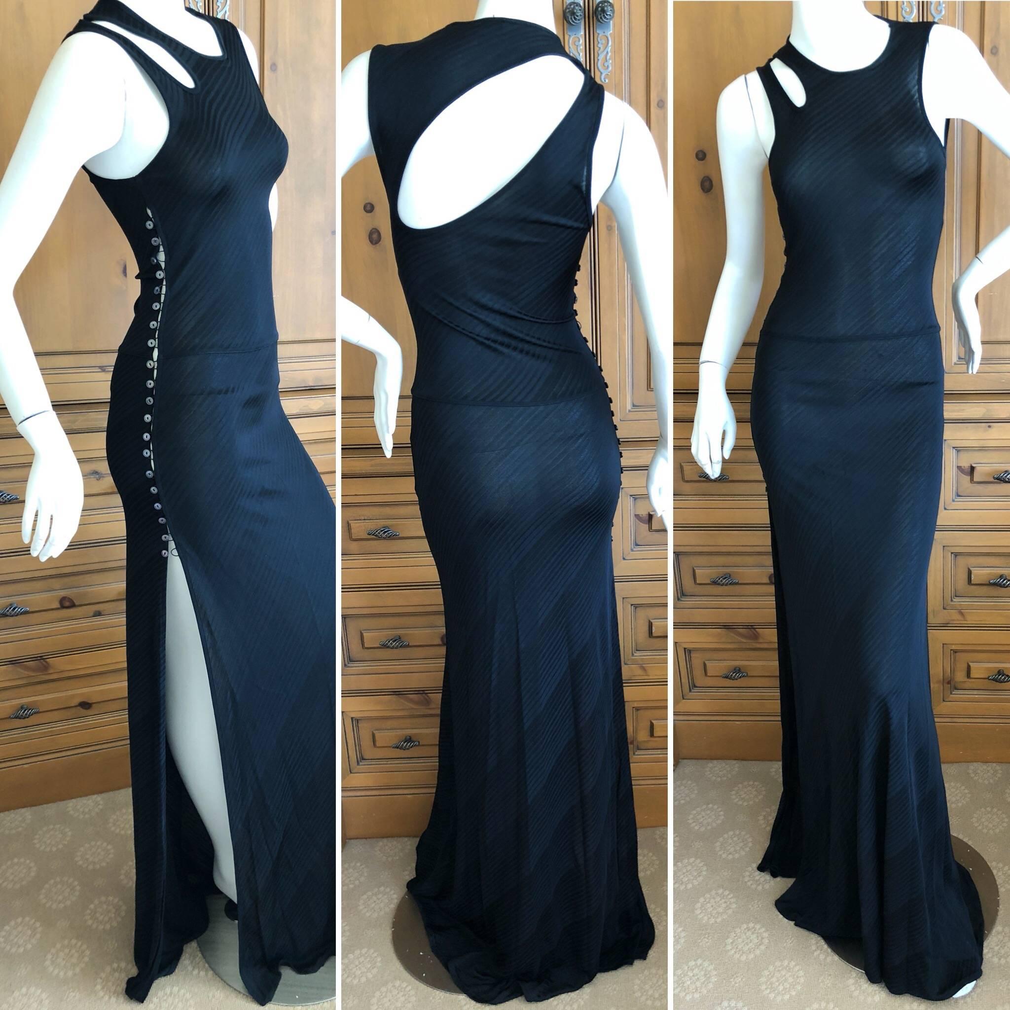 
Vintage Versus, Gianni Versace Sexy Sheer Side Slit Evening Dress with Cut Out Details
 Size Small, there is no size tag
Bust 36