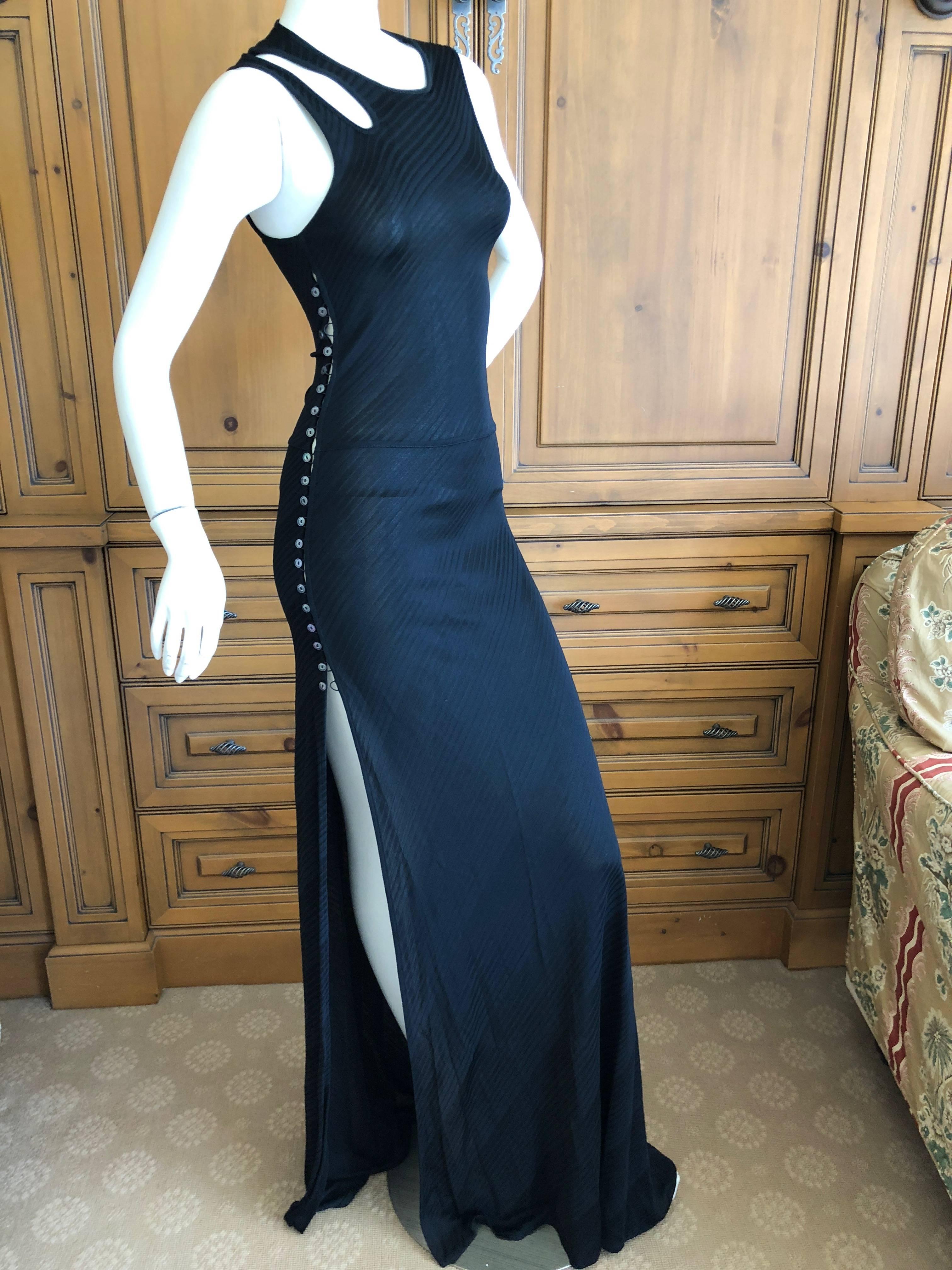  Vintage Versus, Gianni Versace Sexy Sheer Side Slit Evening Dress w Cut Outs In Excellent Condition In Cloverdale, CA