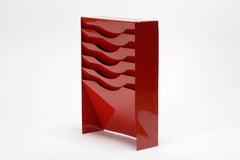 Vintage Vertical File Holder/ Magazine Rack Refinished in Fire Engine Red